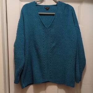 New Directions Teal V-Neck Sweater